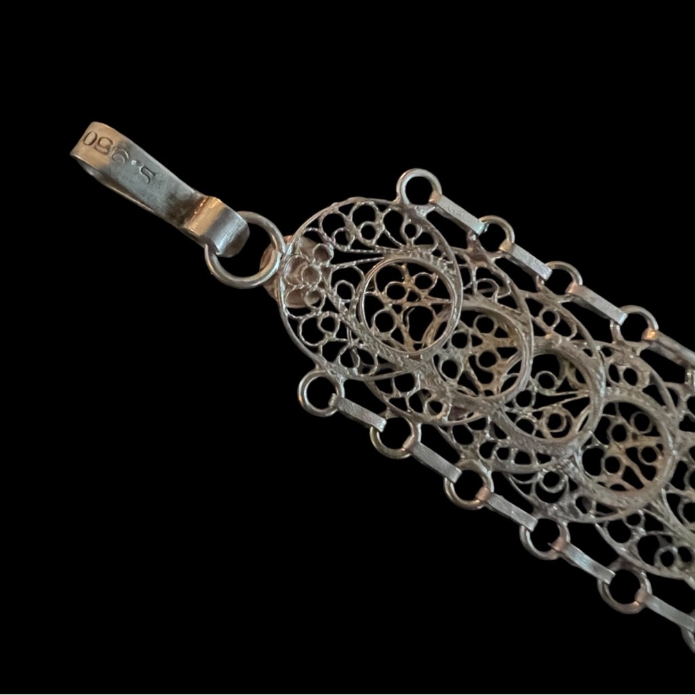 💖 Vintage 950 Silver Filigree Link Bracelet 💖